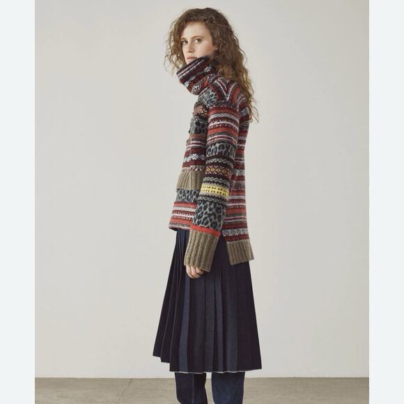 Pringle of Scotland Fall 2018 Patchwork Fair Isle Sweater In Brown Size S - Picture 1 of 13